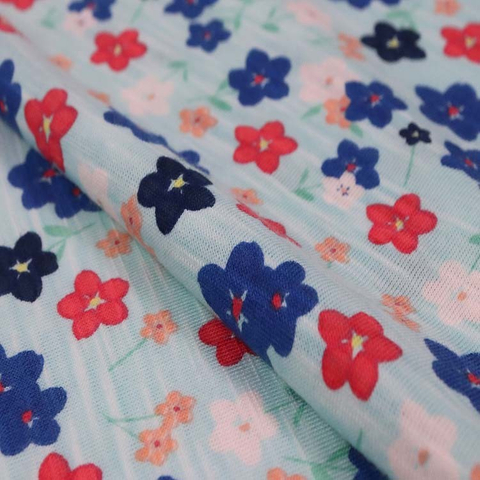 Xt-Pr-61 Poly/Rayon Slub Single Jersey, 160GSM, Pigment Printed, Slub