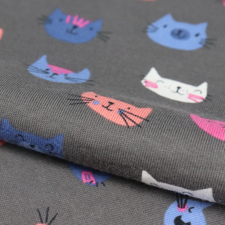 100% Organic Cotton Jersey, Eco-Friendly Fabric, Reactive Print