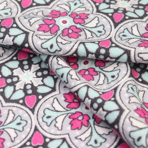 Viscose (Rayon) Spandex Jersey, Siro, Reactive Printing