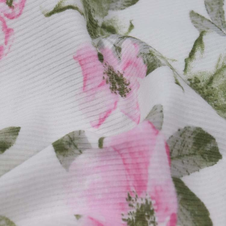 Xt-Pr-21 Cotton Spandex Rib 2*2, 96%Cotton / 4% Spandex, 180GSM, 100cm, knitted Fabric, Printed. Rib