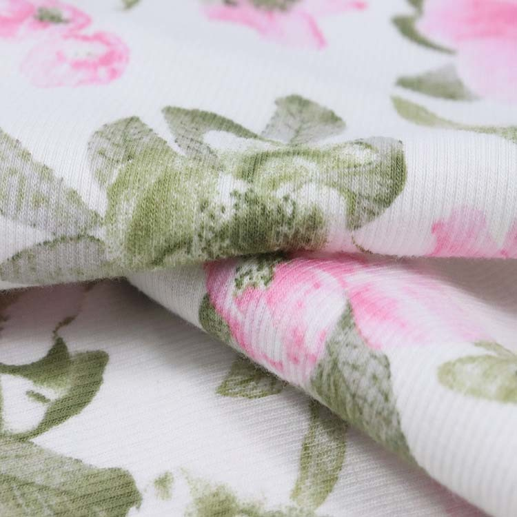 Xt-Pr-21 Cotton Spandex Rib 2*2, 96%Cotton / 4% Spandex, 180GSM, 100cm, knitted Fabric, Printed. Rib
