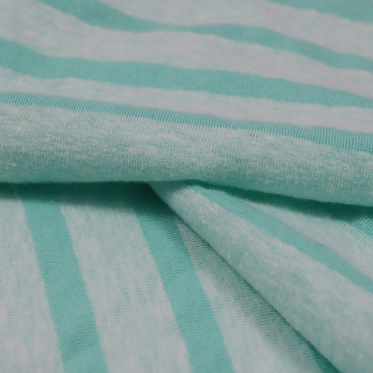 Xt-194 Poly /Cotton Single Jersey, 130GSM, Knitted Fabric, Snow Yarn Stripe