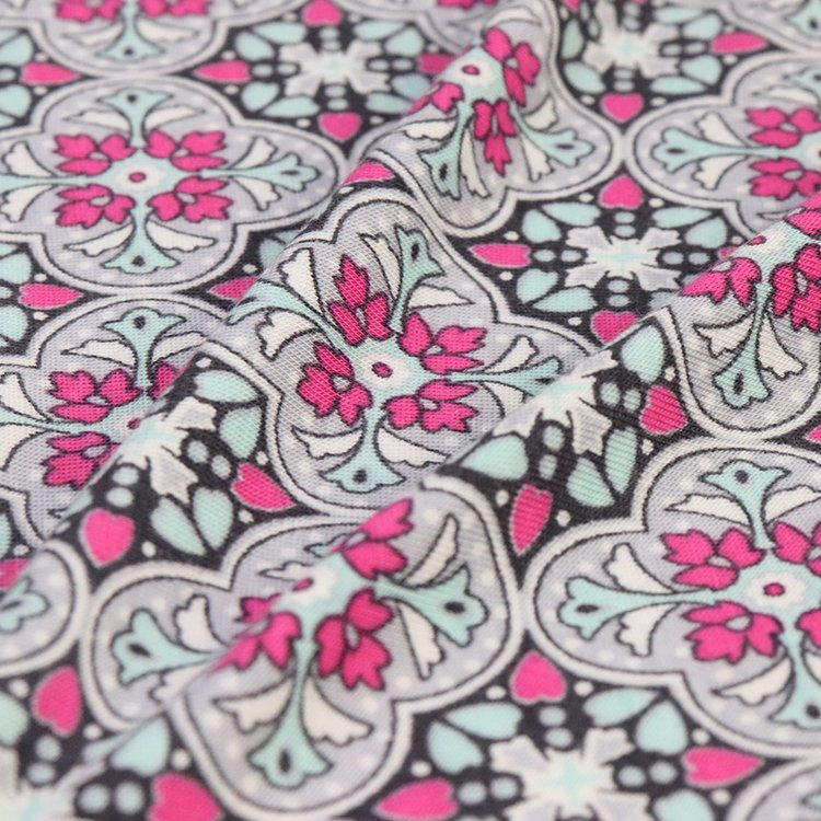 Viscose (Rayon) Spandex Jersey, Siro, Reactive Printing