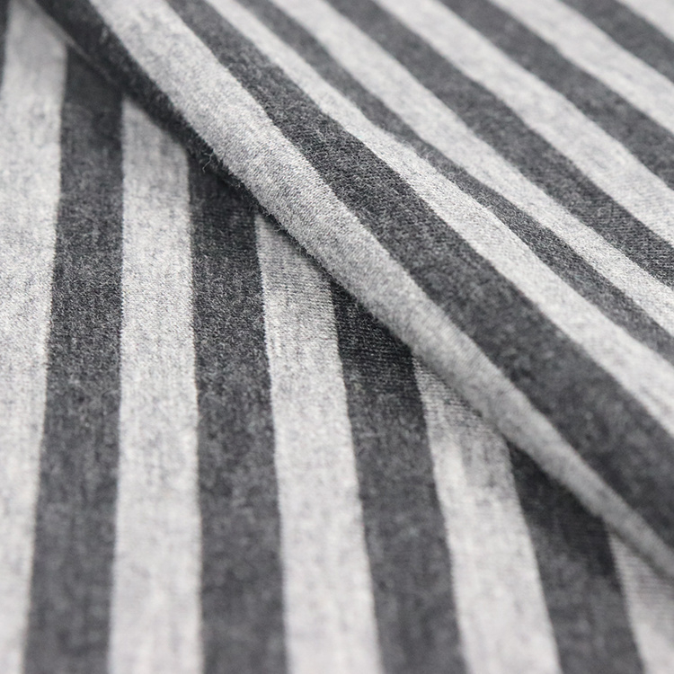 Stripe, 40s Pima Cotton Jersey with Spandex, Heather Grey