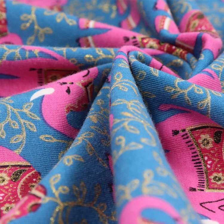 180GSM Cotton Spandex Jersey, Metallic Print, Siro-Elite Compact