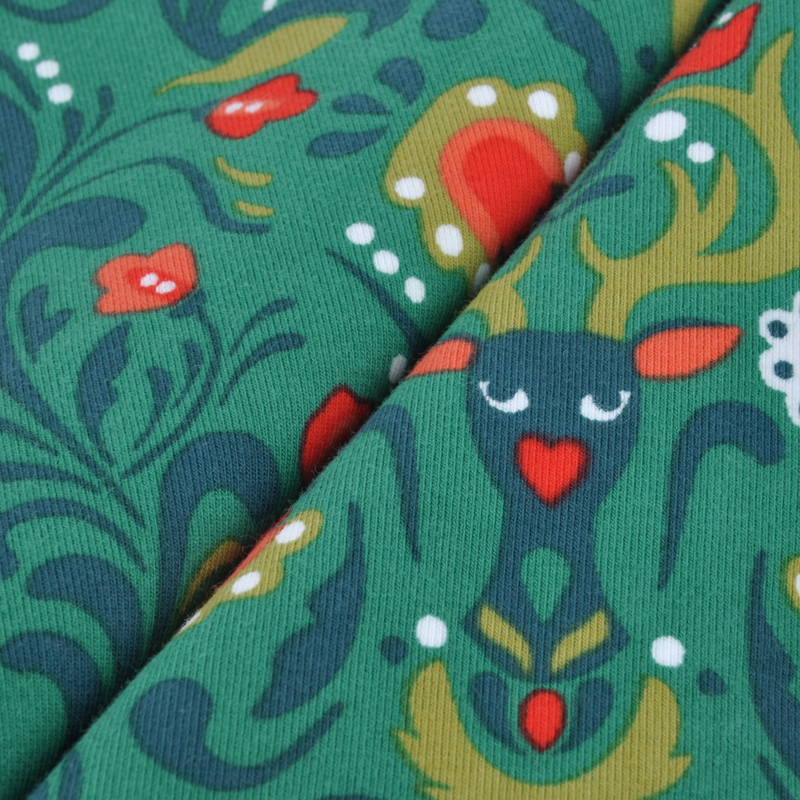 Cotton Spandex French Terry, Fabric for Garment, Reactive Print