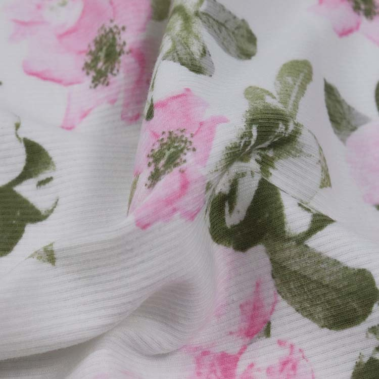 Xt-Pr-21 Cotton Spandex Rib 2*2, 96%Cotton / 4% Spandex, 180GSM, 100cm, knitted Fabric, Printed. Rib