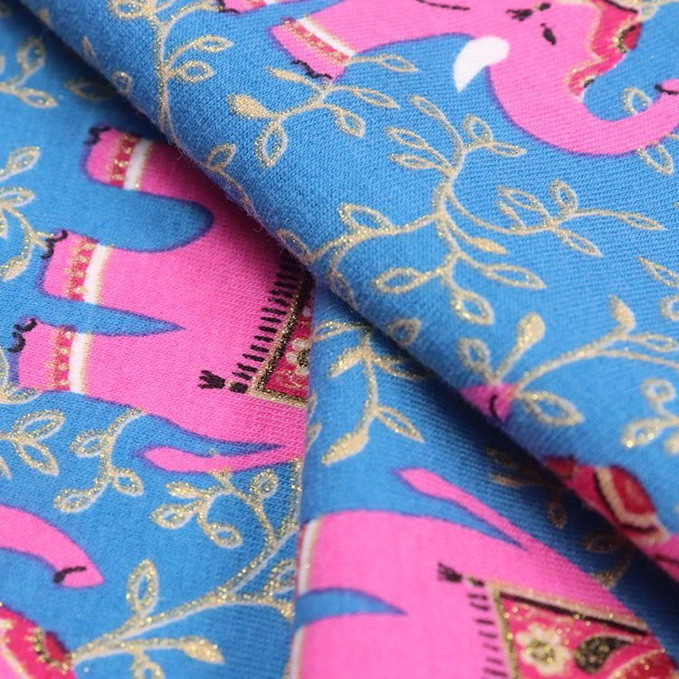 180GSM Cotton Spandex Jersey, Metallic Print, Siro-Elite Compact