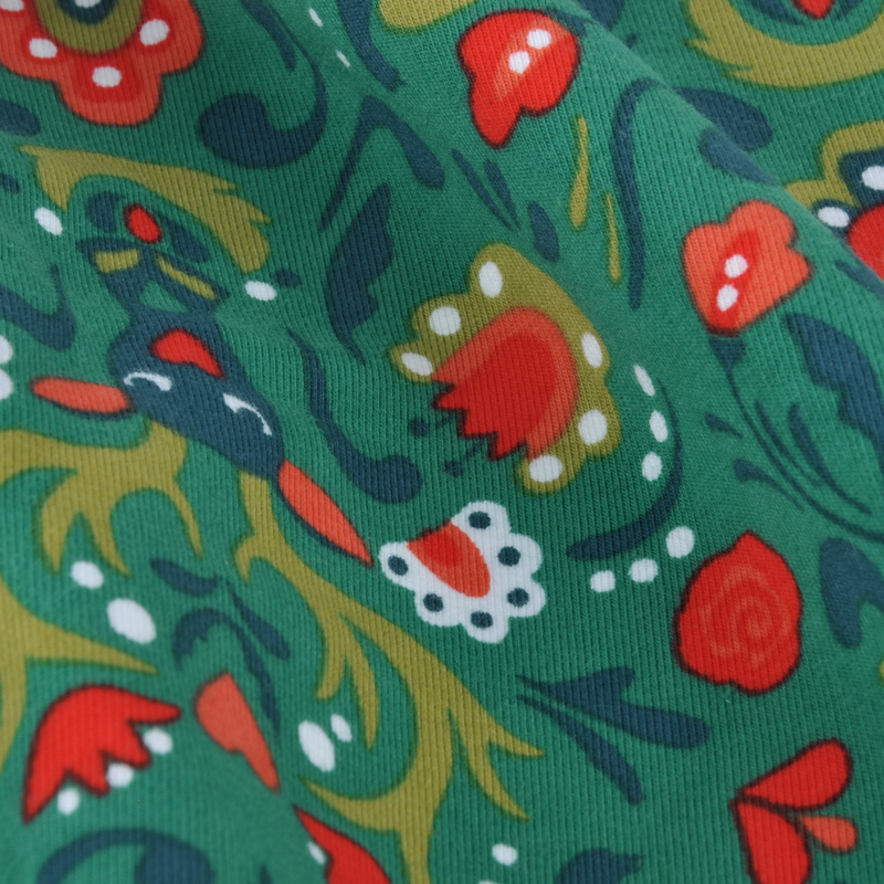 Cotton Spandex French Terry, Fabric for Garment, Reactive Print