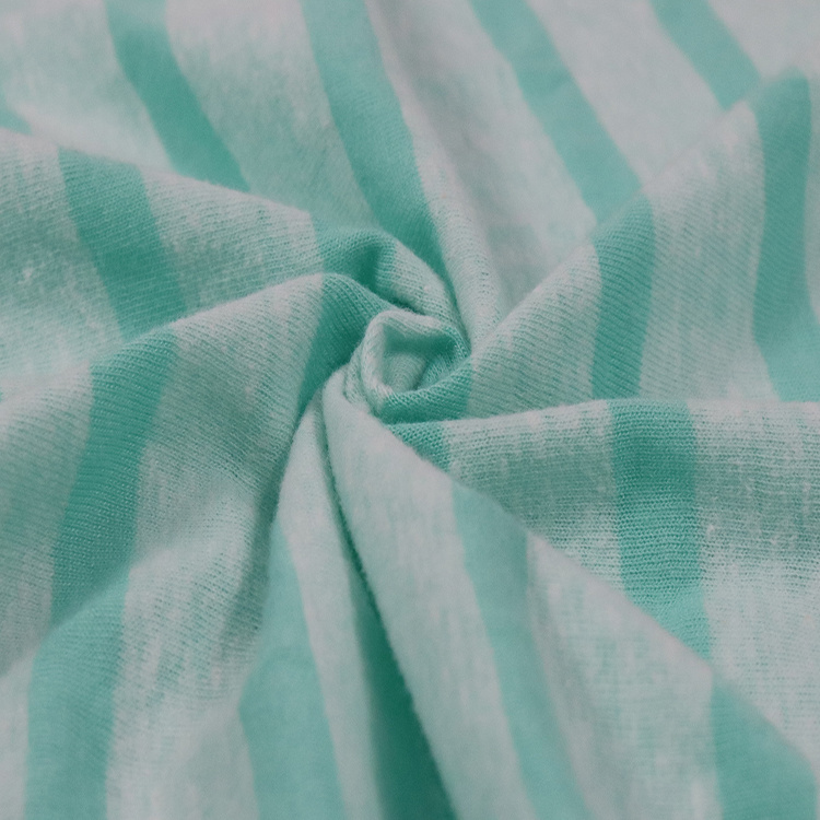 Xt-194 Poly /Cotton Single Jersey, 130GSM, Knitted Fabric, Snow Yarn Stripe