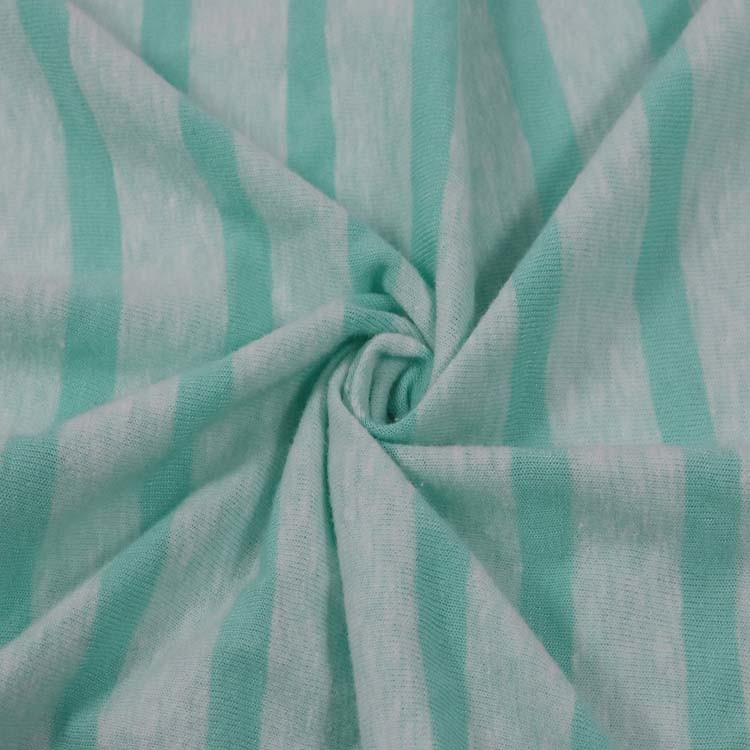 Xt-194 Poly /Cotton Single Jersey, 130GSM, Knitted Fabric, Snow Yarn Stripe