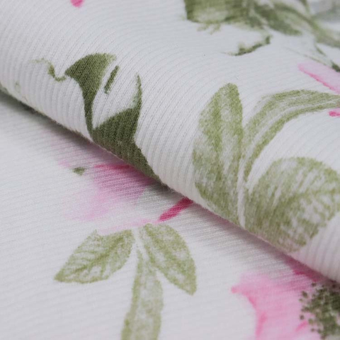 Xt-Pr-21 Cotton Spandex Rib 2*2, 96%Cotton / 4% Spandex, 180GSM, 100cm, knitted Fabric, Printed. Rib