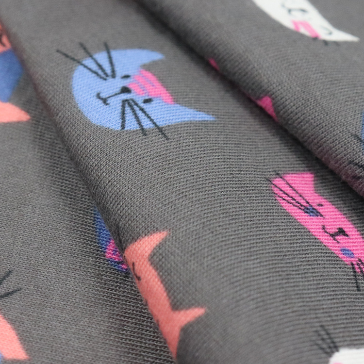 100% Organic Cotton Jersey, Eco-Friendly Fabric, Reactive Print