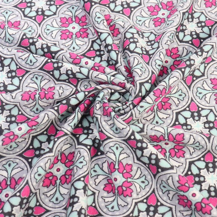 Viscose (Rayon) Spandex Jersey, Siro, Reactive Printing