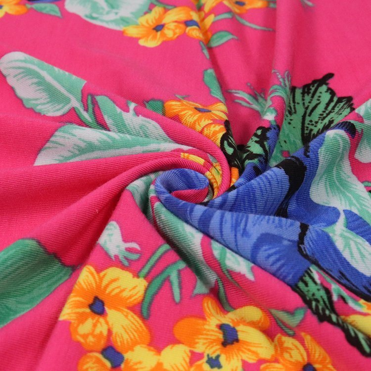 180GSM Viscose (Rayon) Spandex Jersey, Elite Compact, Reactive Print